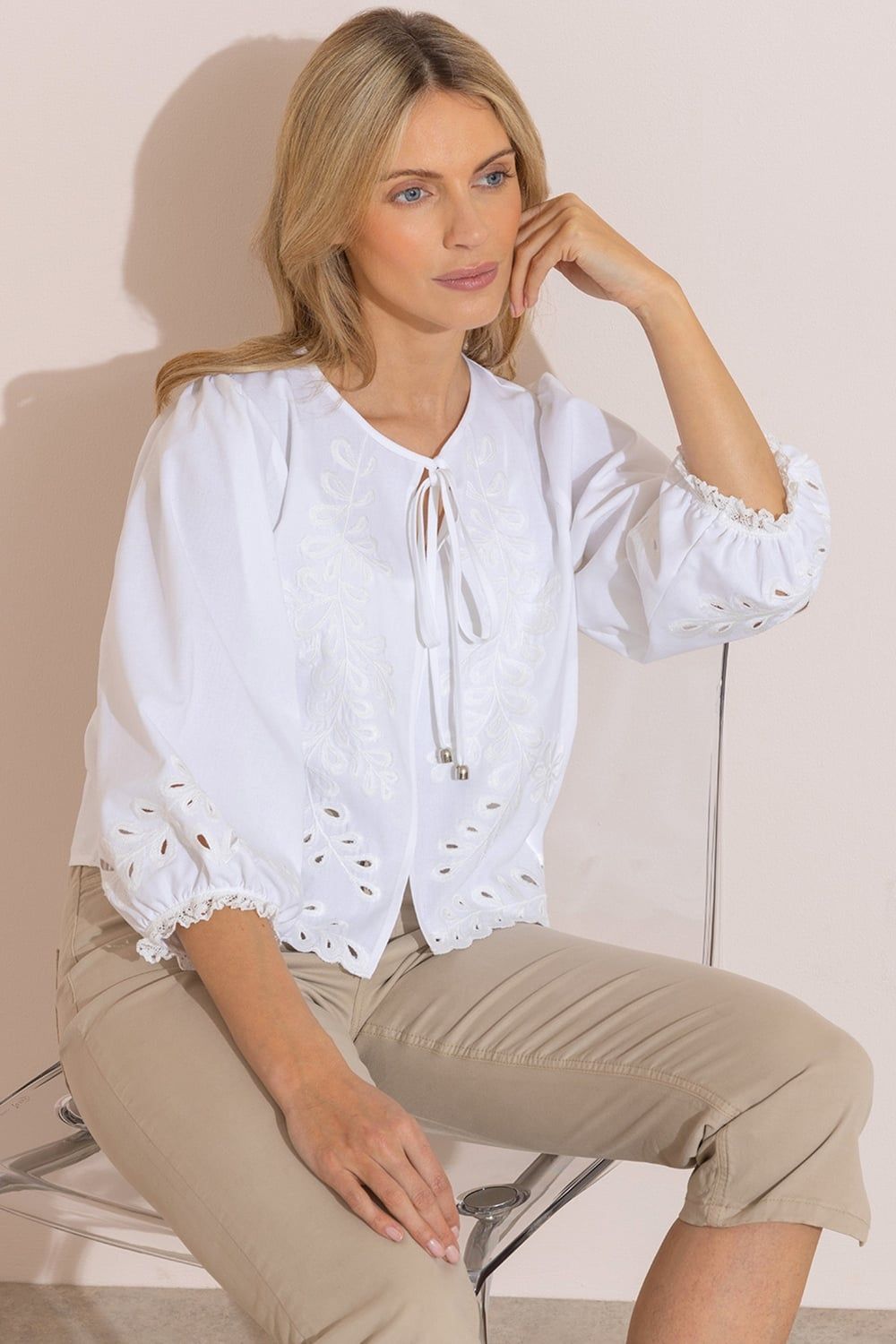 Klass. Embroidered Cotton Blend Cover Up
