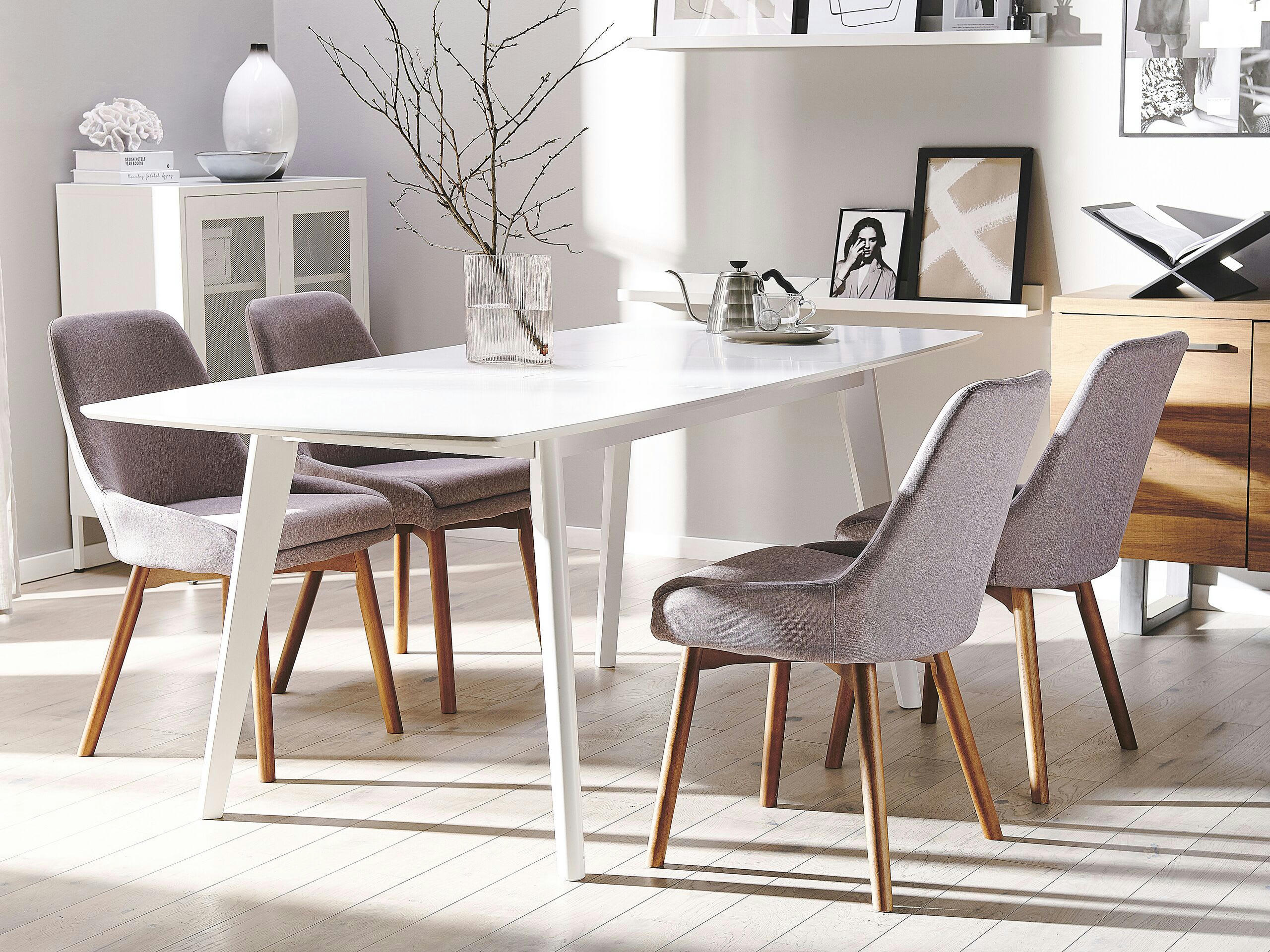 MELFORT - Lot de 2 chaises de salle à manger en tissu gris taupe