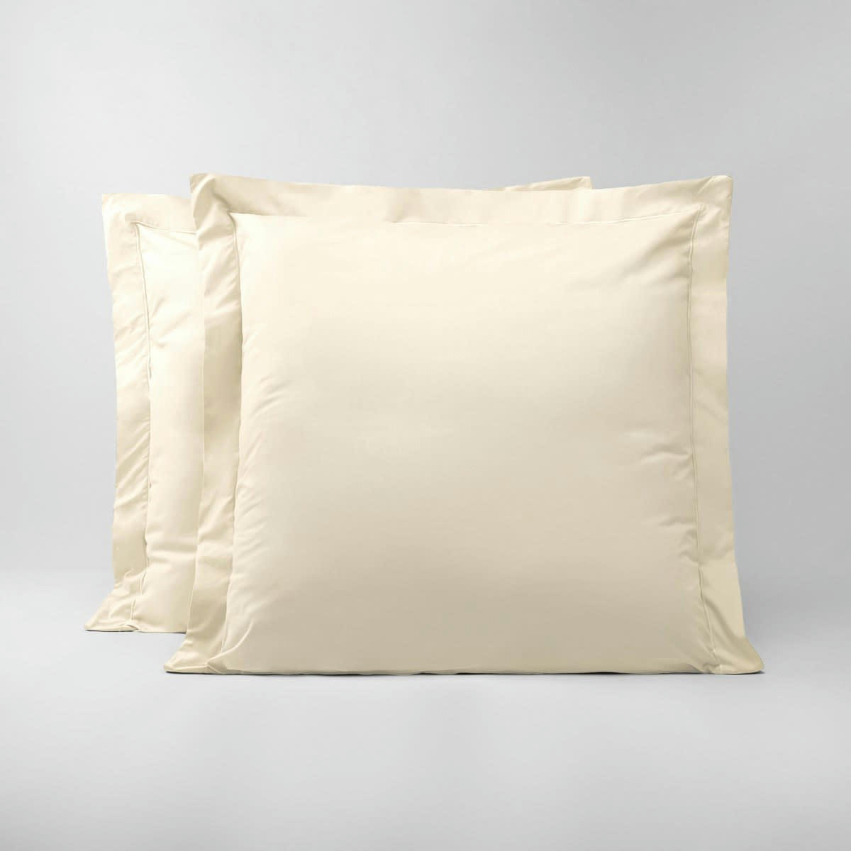 - Lot de 2 taies d'oreillers en percale de coton ivoire 50x70 cm