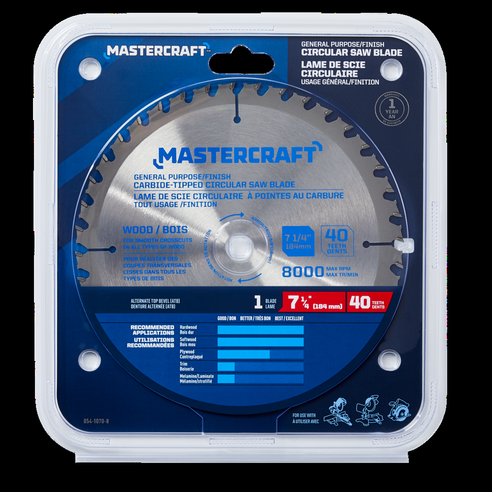 Mastercraft 7-1/4-in 40T Carbide Tipped Circular Saw Blade for Wood