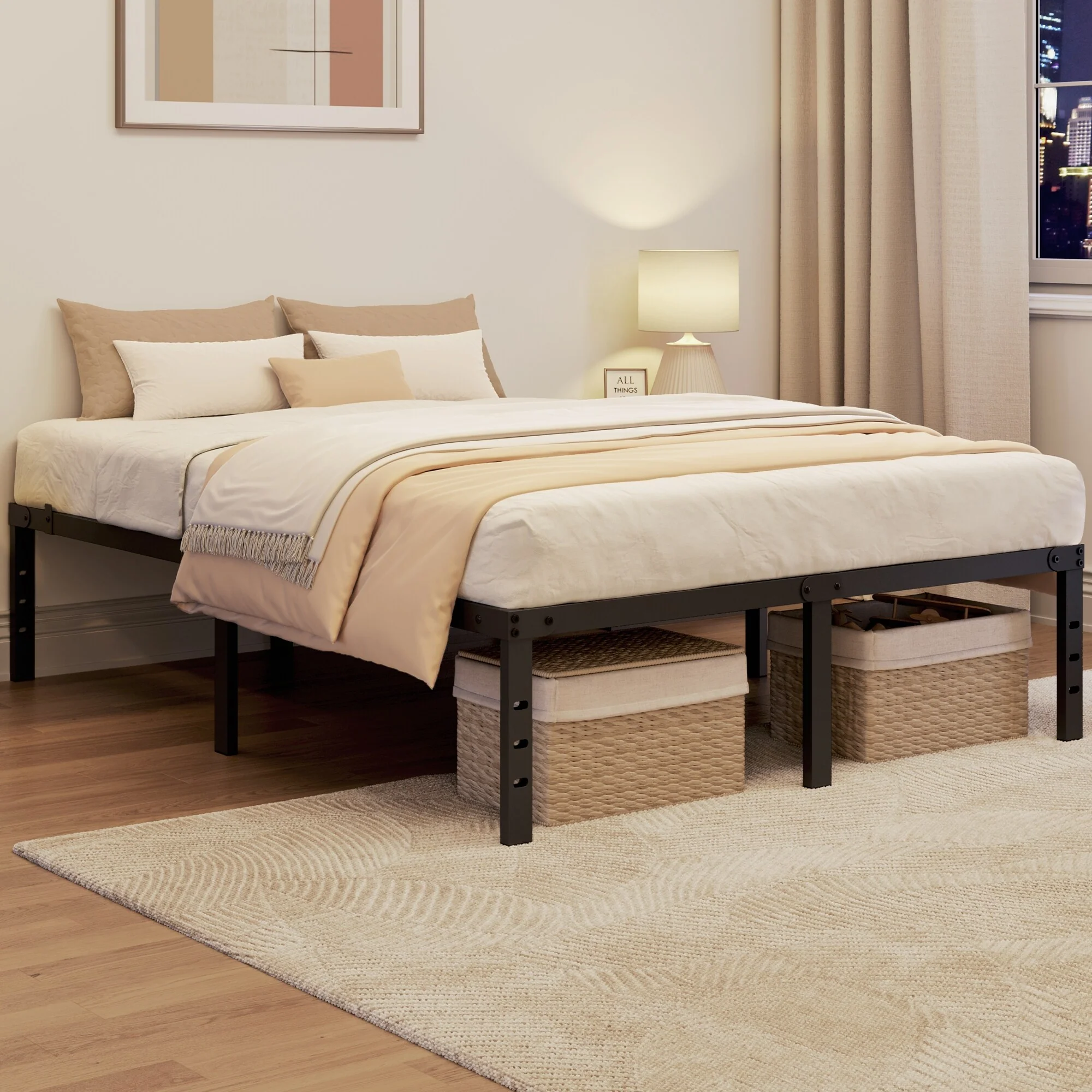 Yaheetech 14 Inch Metal Platform Bed Frame with Heavy Duty Steel Slat Support