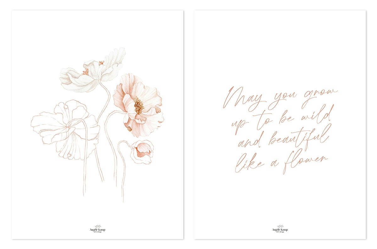 POPPIES - Lot 2 affiches coquelicot et poésie  en papier multicolore