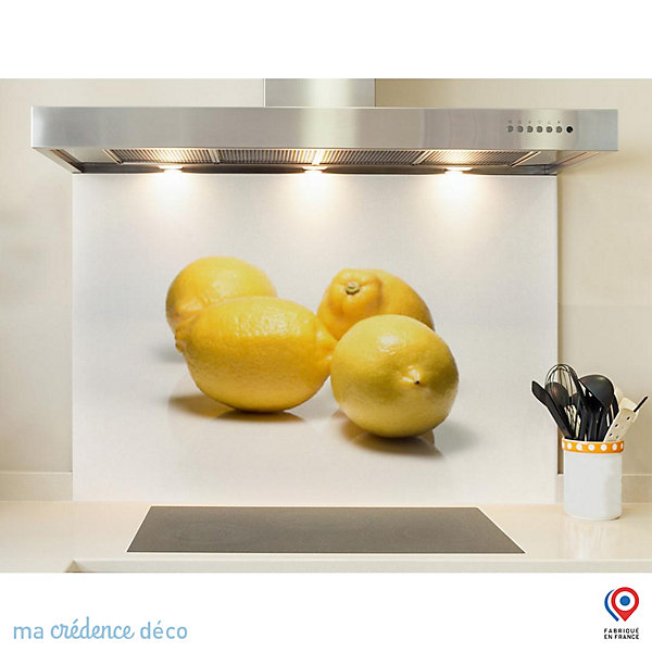 Crédence cuisine fond de hotte Citrons - Verre trempé - L 70 cm x H 60 cm - MaCrédenceDéco