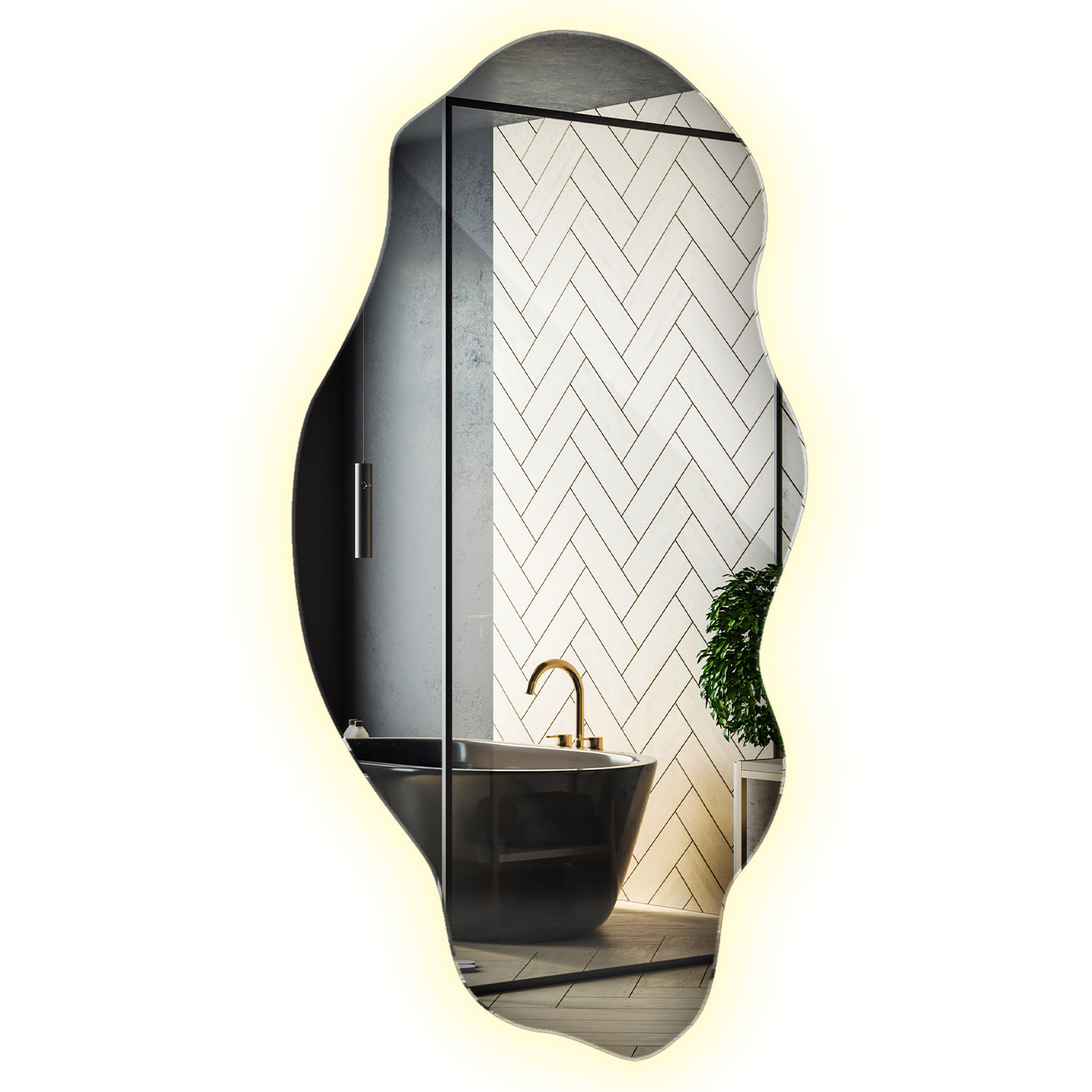 Nowoczesna forma lustra LED do łazienki z neutralnym światłem 40 × 80 cm