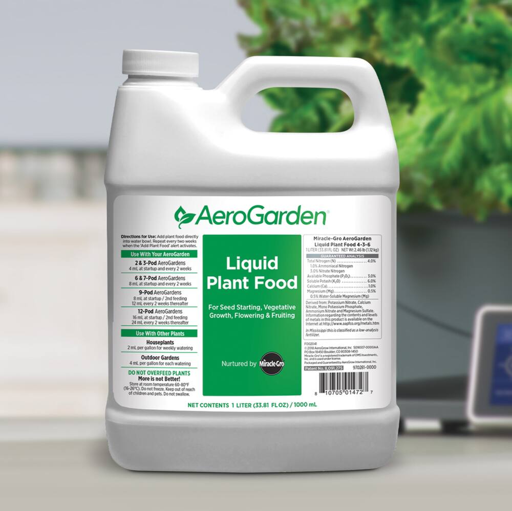 AeroGarden Liquid Plant Food Nutrients For Seed Starter, 1-L