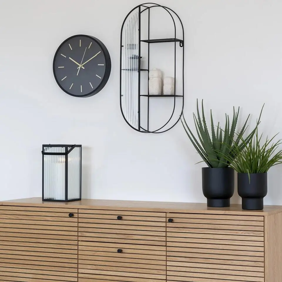 QUVIO Wandrek Mila - 3 Planken - Staal - Glas - Zwart