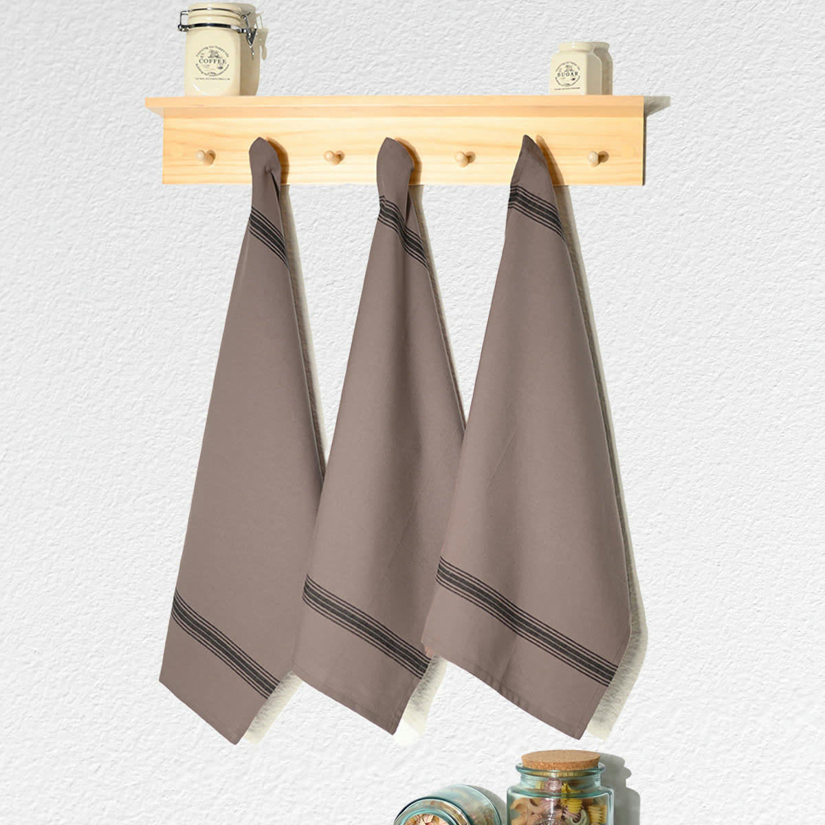 SKANDLIFE - Lot de 3 torchons coton  greige 50x70 cm