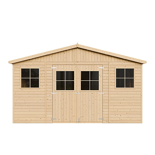 Abri de jardin en bois AVEC PLANCHER IMPRéGNé - H246 x 418 x 420 cm/ 16 m² - M330 M330G - Timbela