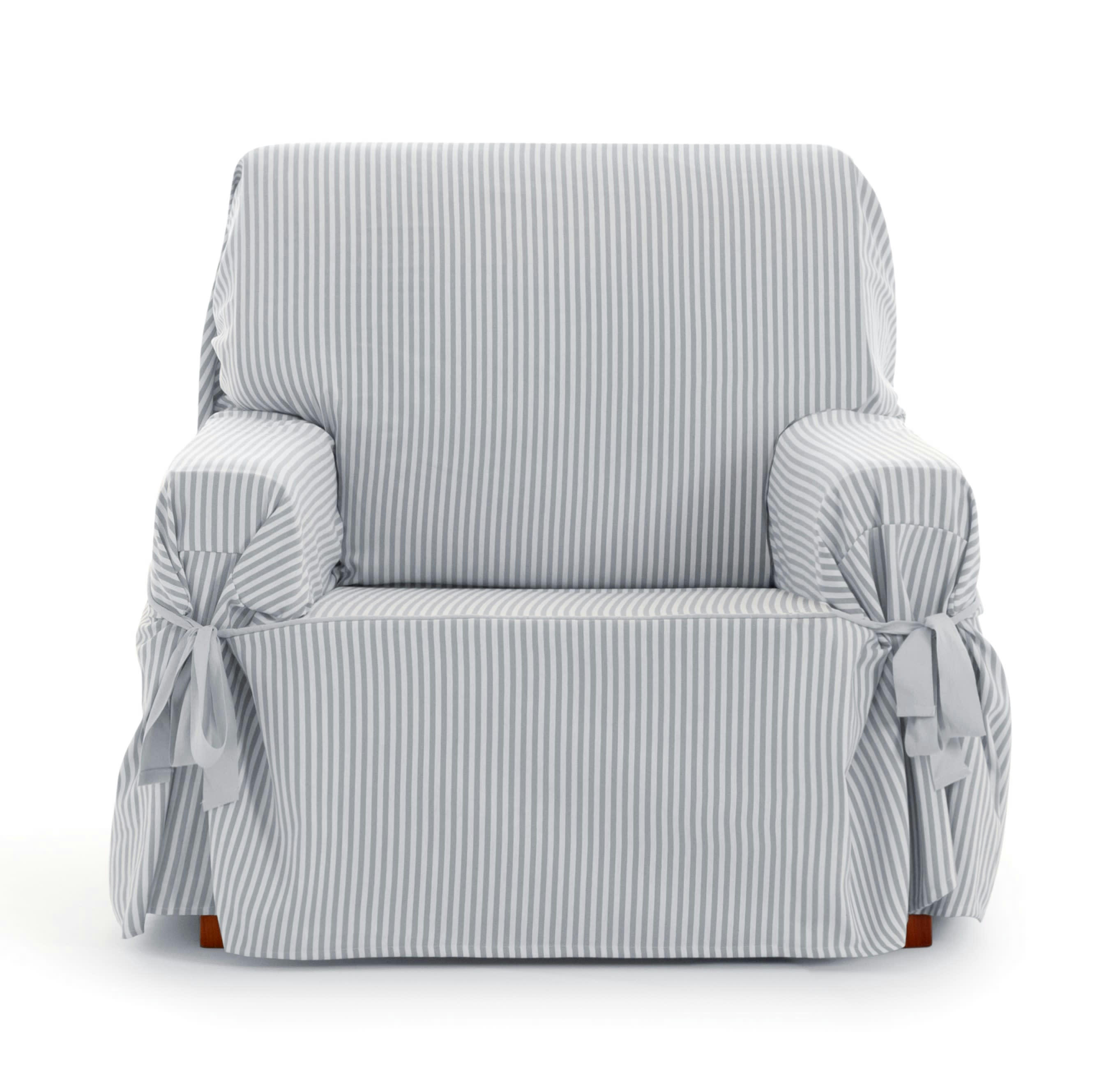 EYSA - Housse de fauteuil avec des rubans gris clair 80 - 120 cm