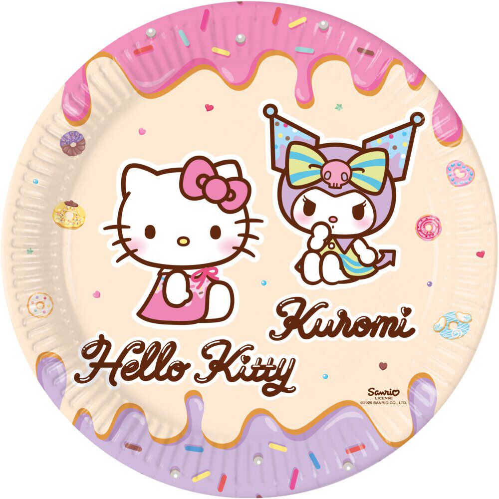 Assiette carton x8 Hello Kitty Ø23cm