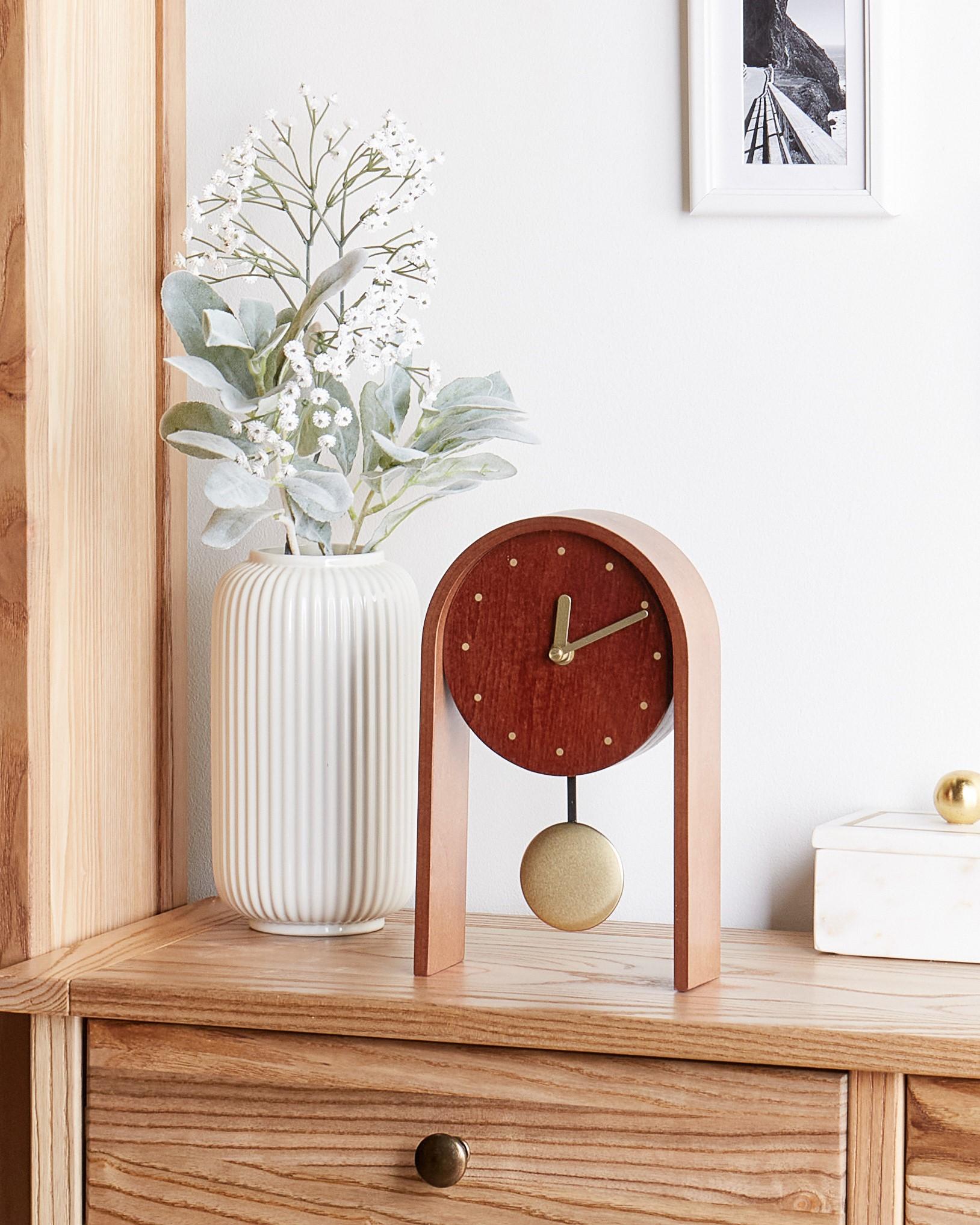 Clock FERDEN 15 cm Brown