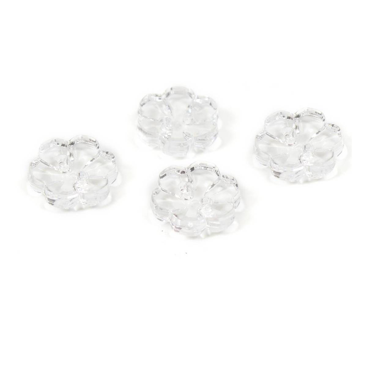Hemline Clear Novelty Flower Button 4 Pack