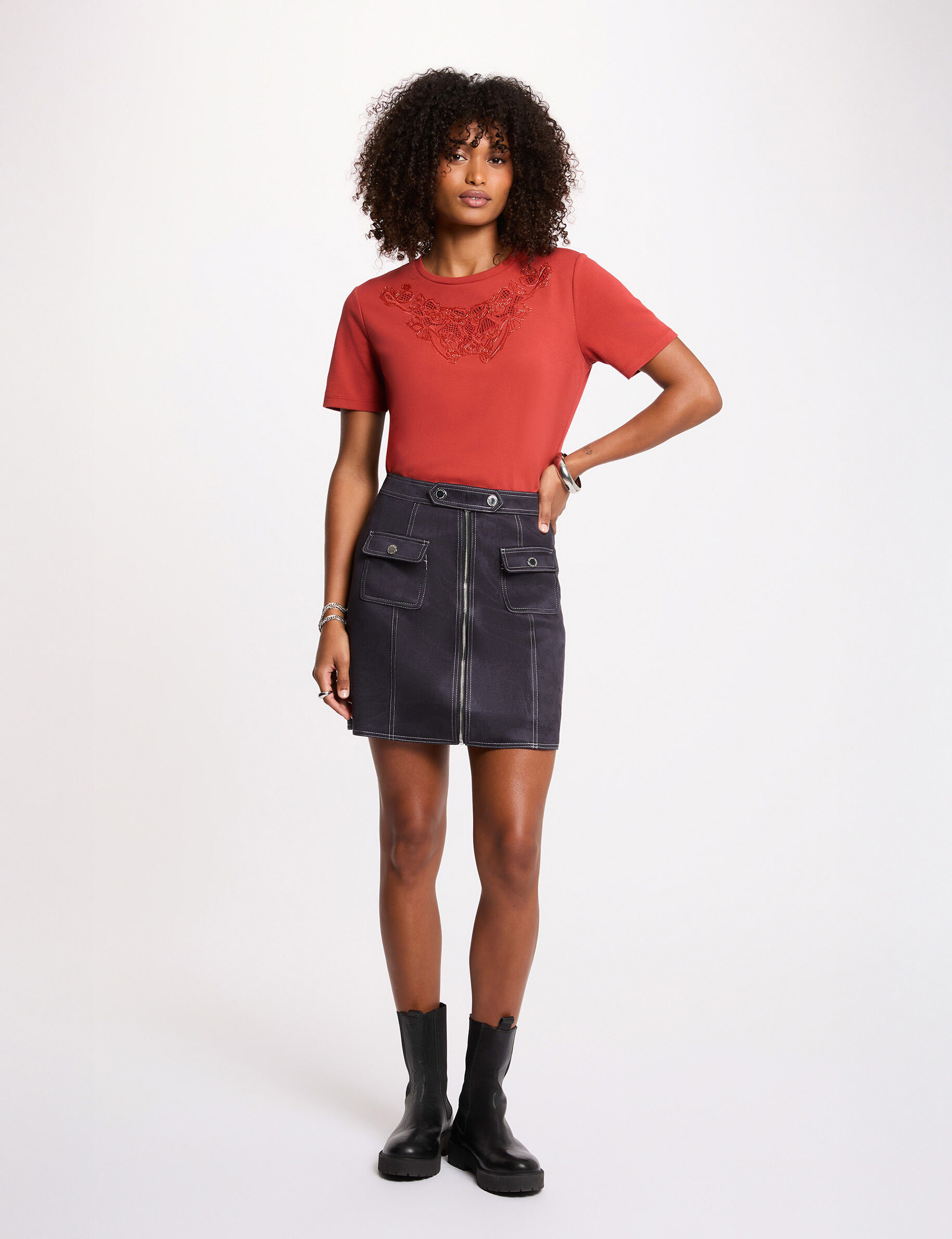 Fitted Short Skirt Navy Blue Women