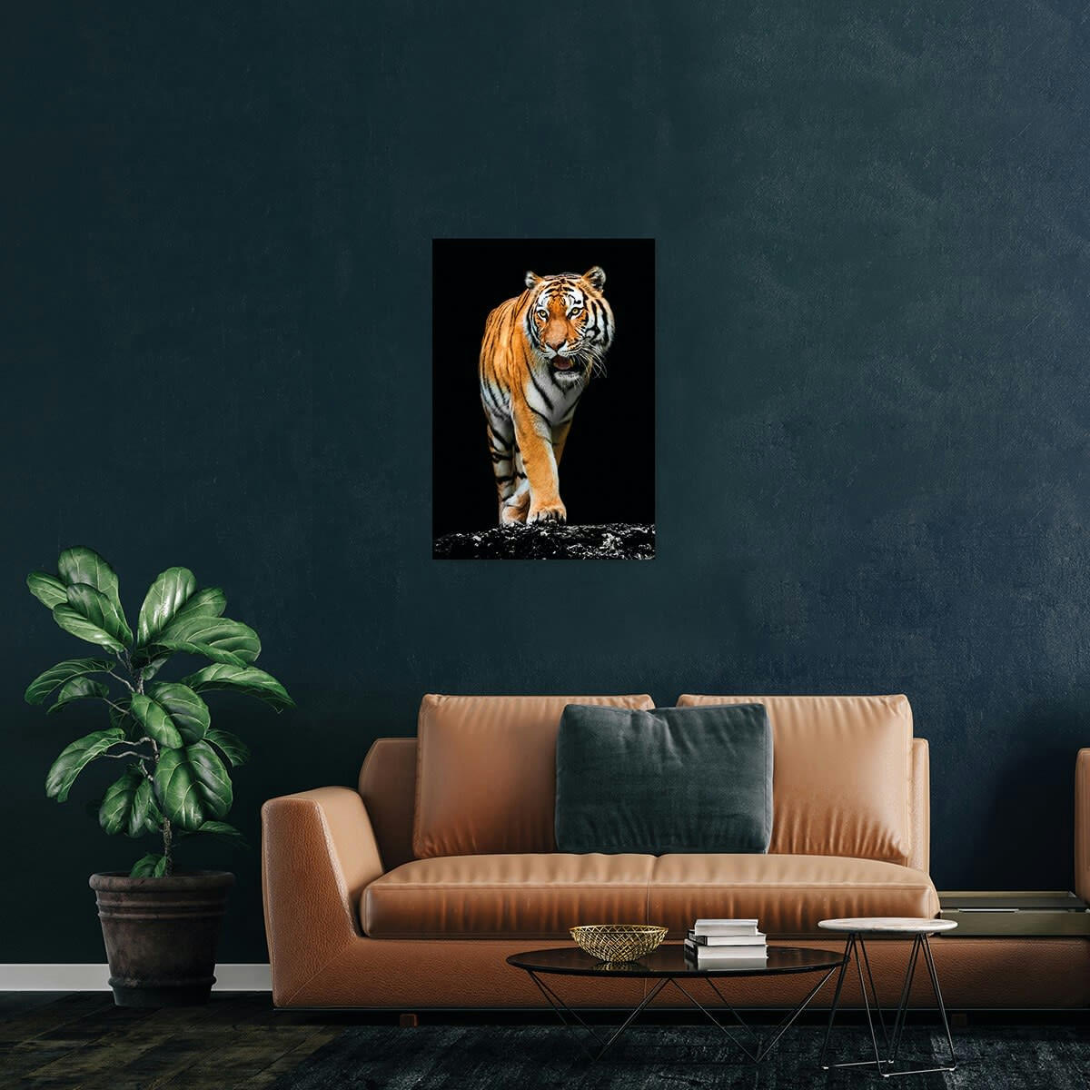 ANIMAUX - Tableau sur verre tigre précieux 45x65 cm