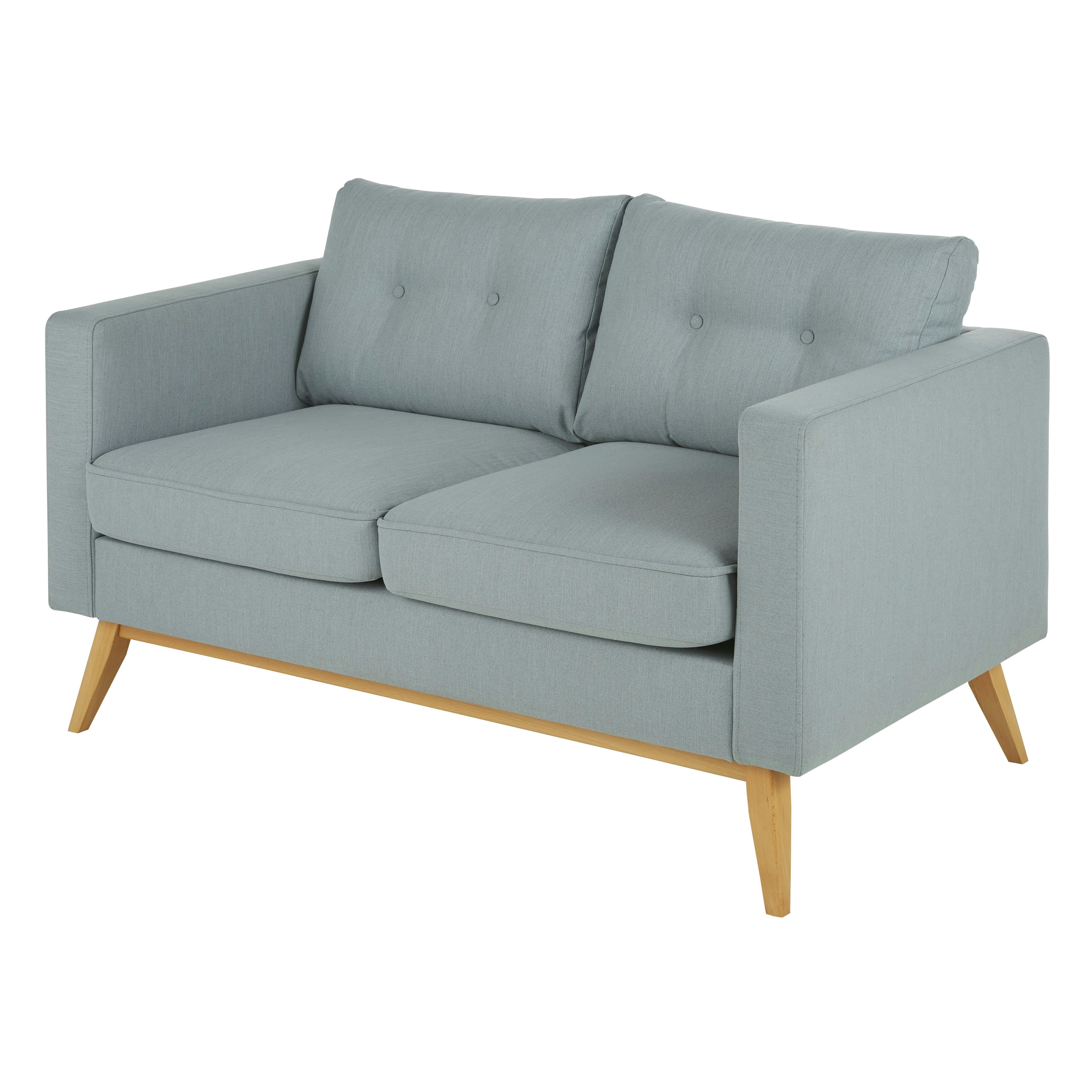 Brooke - Canapé style scandinave 2 places bleu glacier chiné