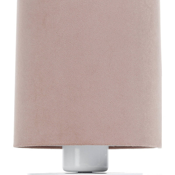 Lampe à poser velours rose poudré pour chambre enfant élégante 15 x 15 x 34 cm Rose poudré et gris clair
