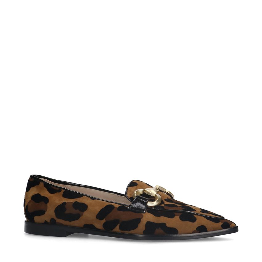 Manfield Suède panter loafers met gouden chain