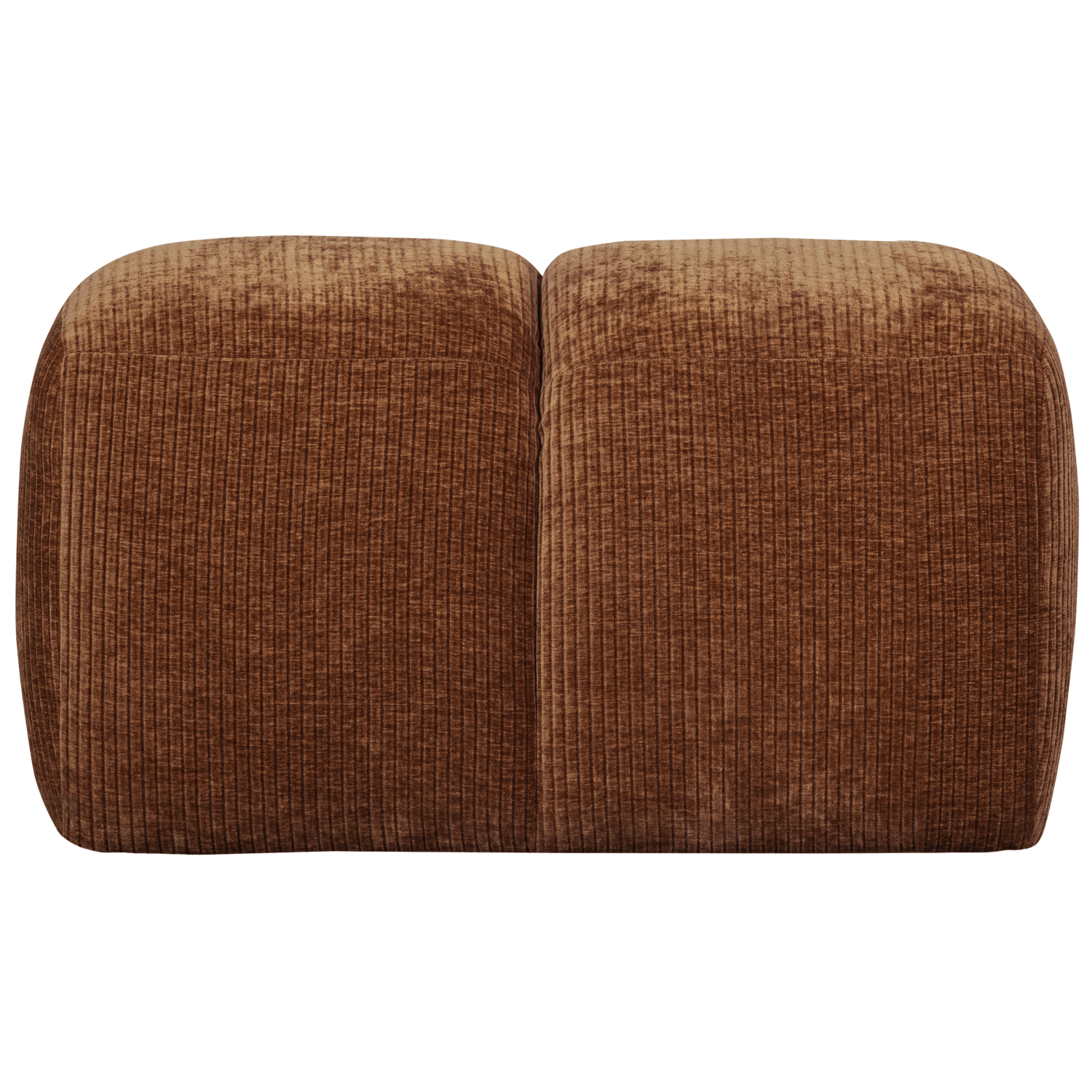 WOOOD poef Mojo - Geweven Ribstof - Roest Bruin - 80x60x45