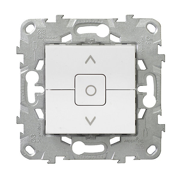 Interrupteur commande volet-roulant 3 boutons montée/descente/stop Schneider Electric Unica Déco blanc