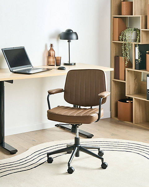 Chaise de bureau BERNE Cuir PU Marron