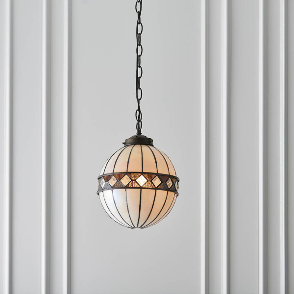 Lampa wisząca FARGO diamenty beżowa 1xE14x15W IP20 Tiffany