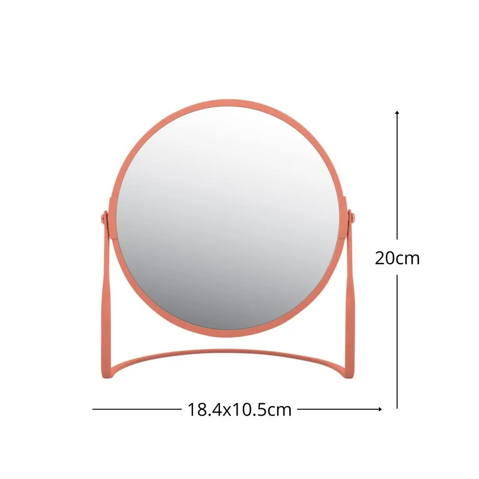Make-up spiegel Cannes - 5x zoom - metaal - 18 x 20 cm - terracotta