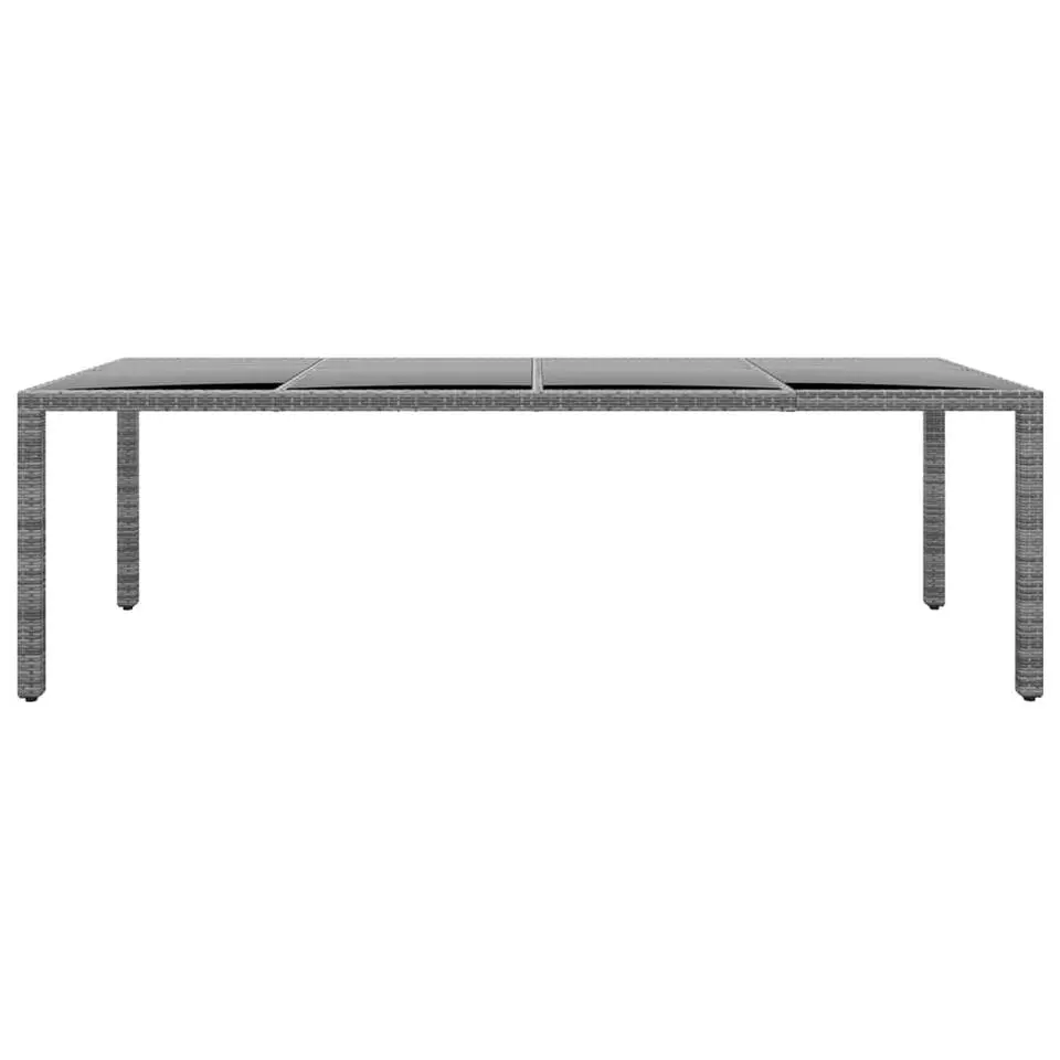 vidaXL - Tuintafel - Grijs - Gehard glas en poly rattan - 250x100x75 cm