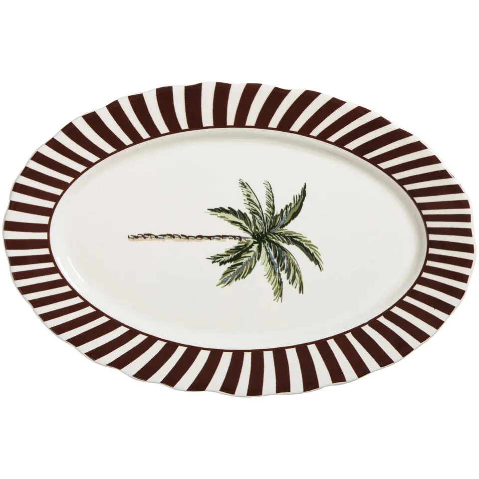 Ovaal bord Palm bruin - 20x30 cm