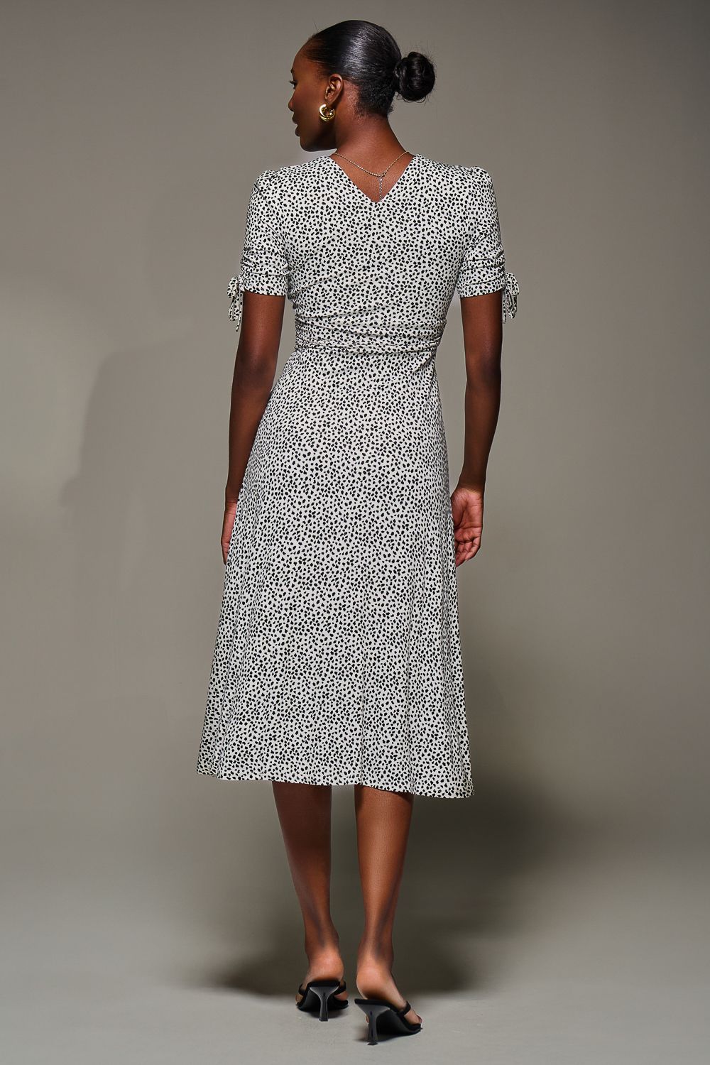 Jolie Moi Jersey Tie Sleeve Wrap Front Midi Dress