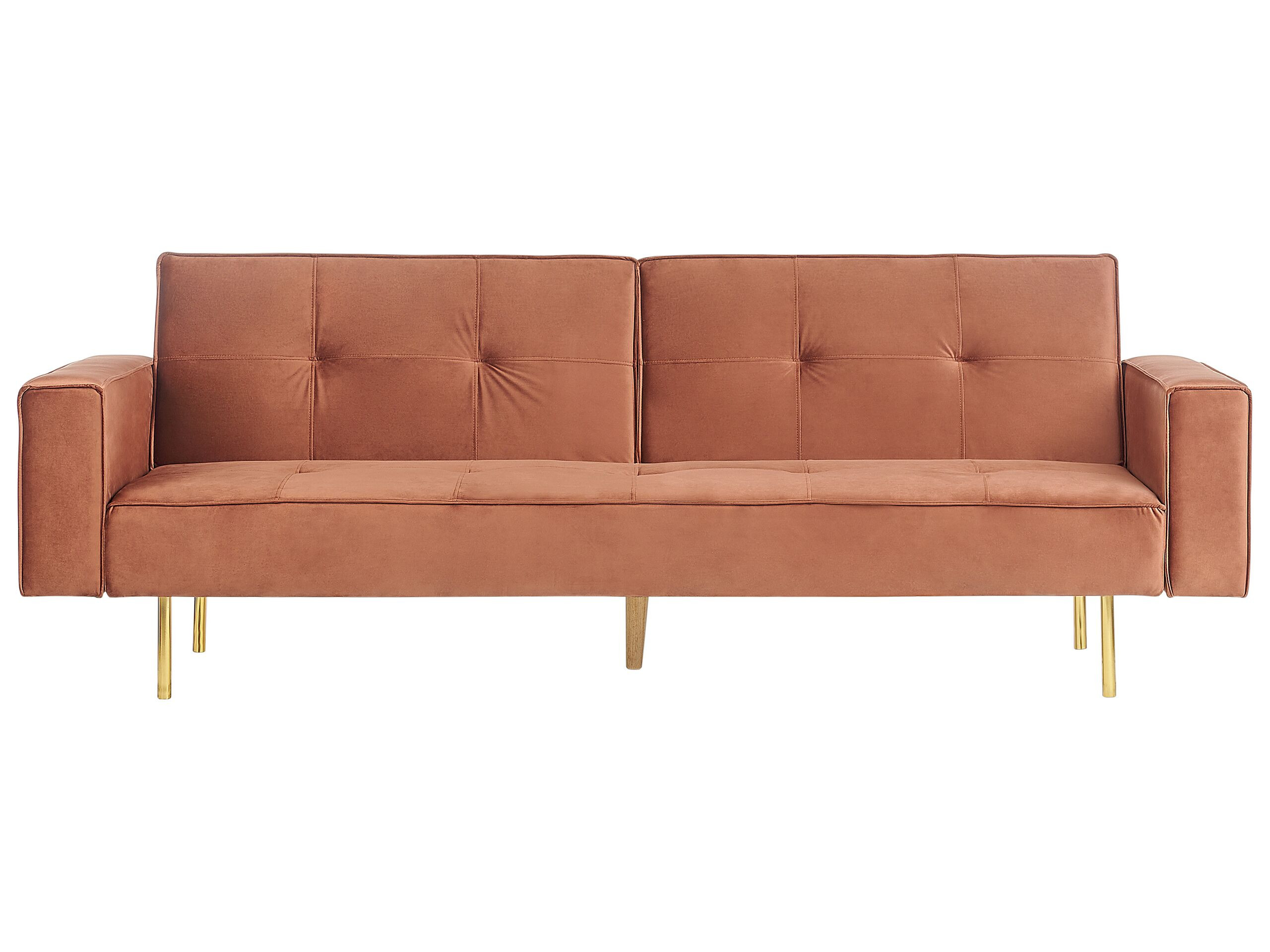 Sofa rozkładana VISNES Welur Złoty brąz dla 3 osób