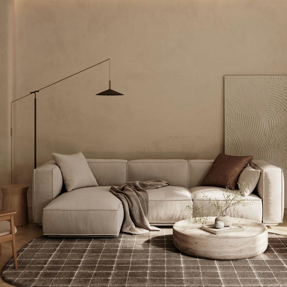 BYRON VII - Tapis contemporain ovale taupe 200x290 cm