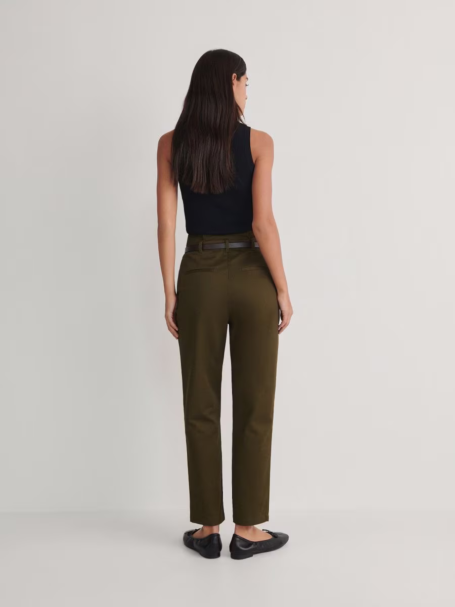 Trousers With Tie Waist Belt