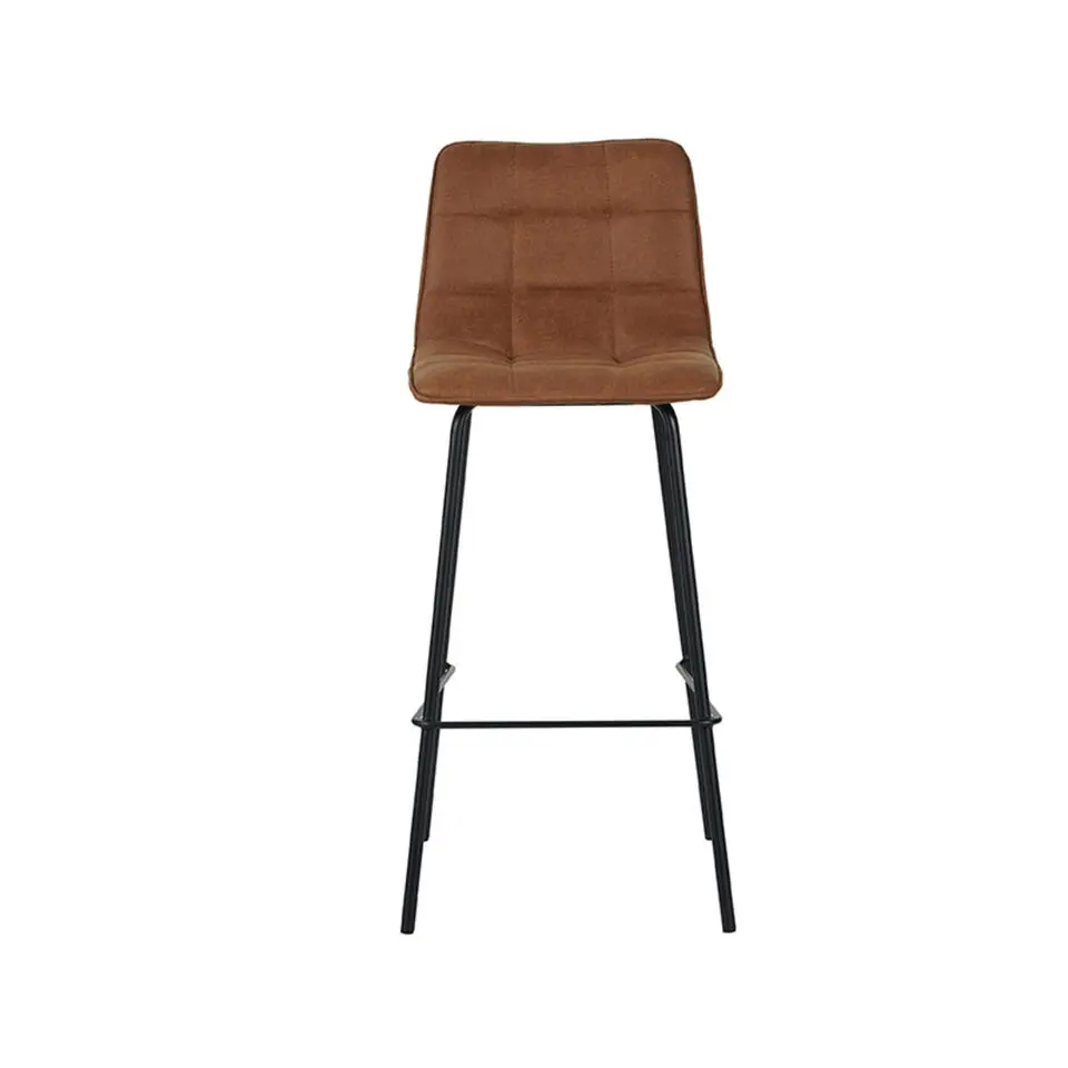 LABEL51 Barkruk Bistro - Cognac - Micro Suede - set van 2