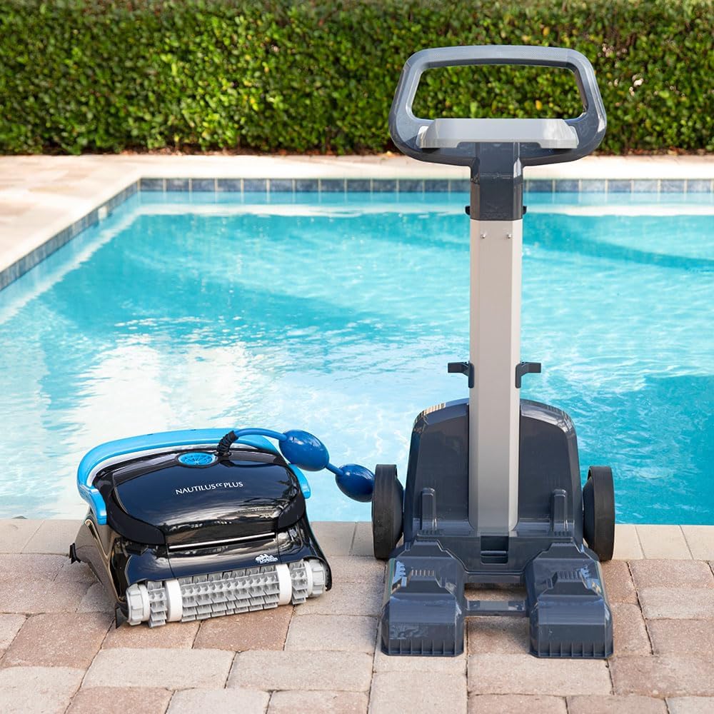 Dolphin Nautilus CC Plus Robotic Pool Vacuum Cleaner with Wi-Fi Control — Included Universal Caddy for No-Hassle Storage — Ideal for Above/In-Ground Pools up to 50 FT in Length