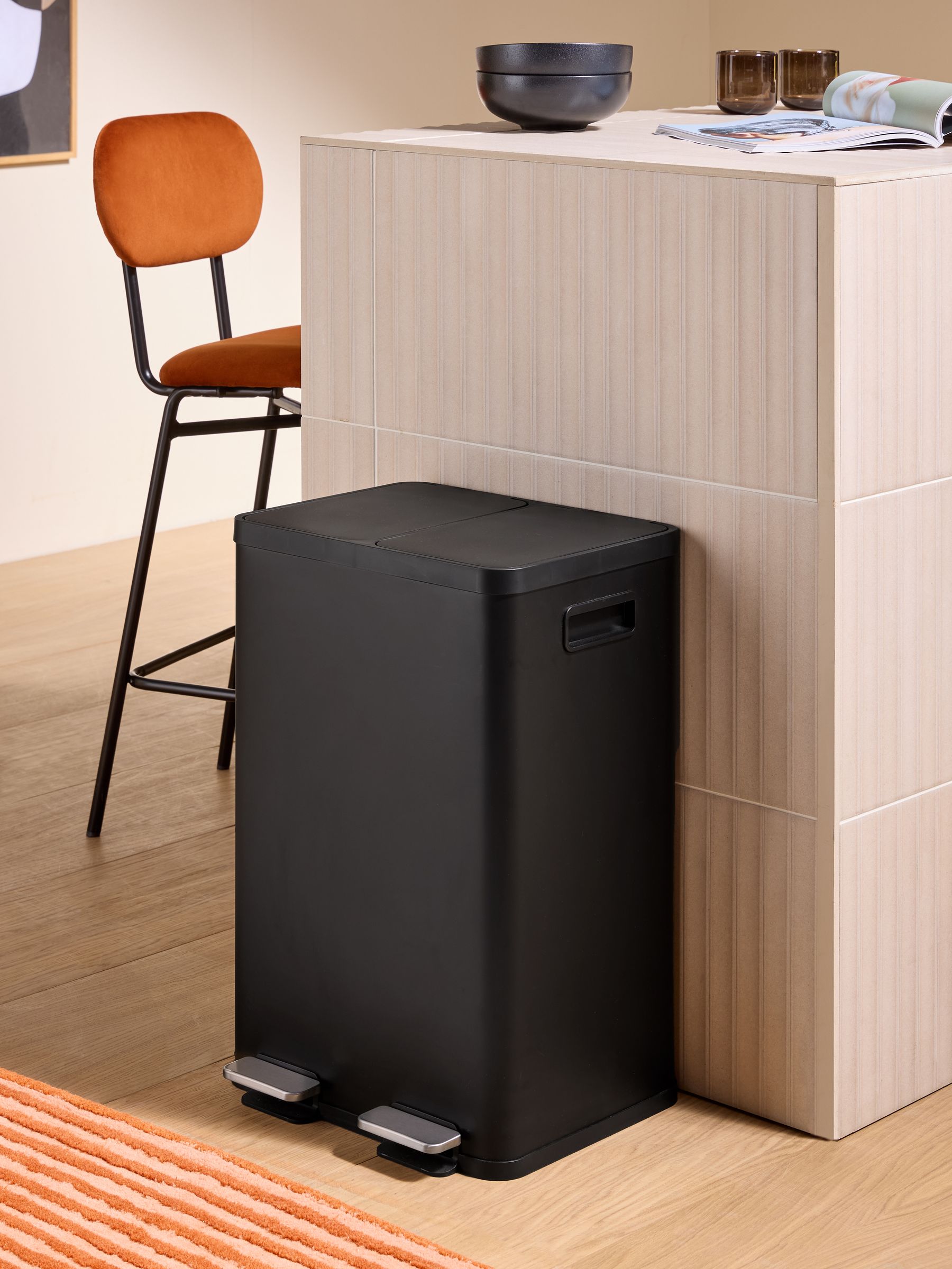 Malik 40 Litre Soft Close Pedal Bin in Black