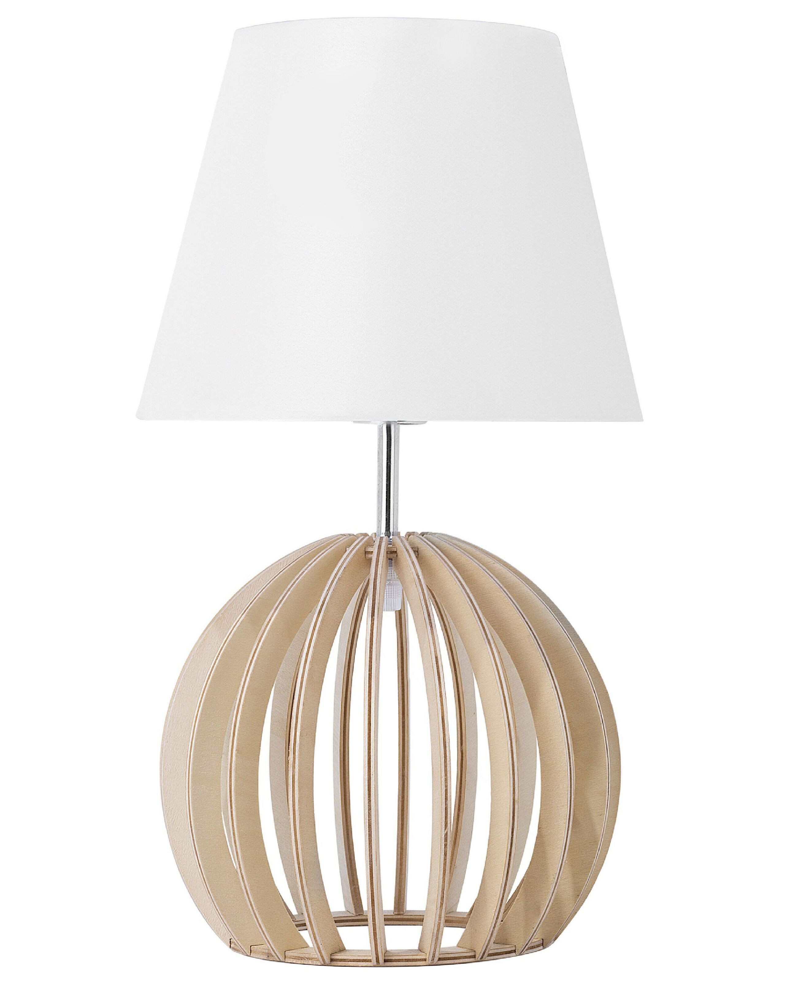 Lampa stołowa drewniana 41 cm biały abażur