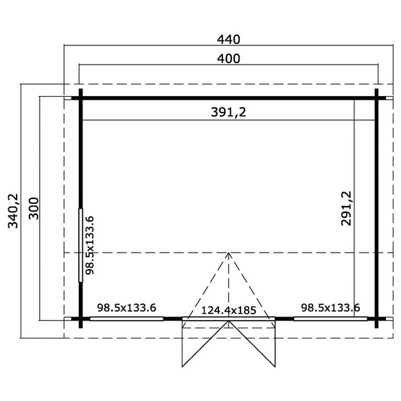 Blockbohlenhaus »Windsor«, BxHxT: 440 x 239,4 x 340,2 cm (Außenmaß inkl. Dachüberstand), grün