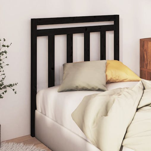 NNEVL Bed Headboard Black 96x4x100 cm Solid Wood Pine