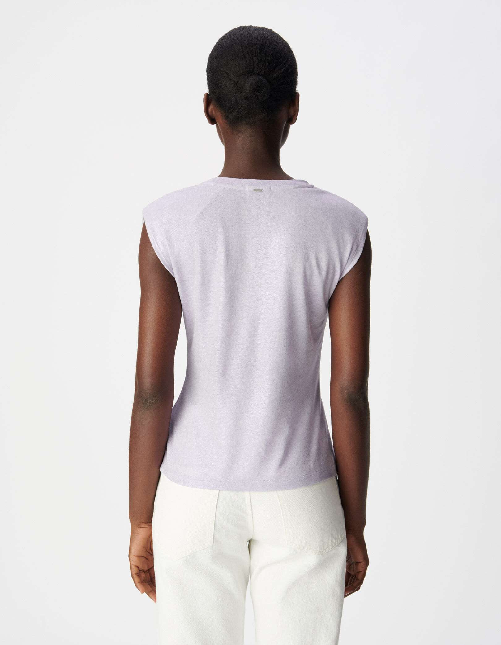 Tee-shirt lilas asymétrique effet drapé Femme