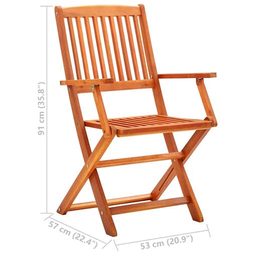 NNEVL Folding Garden Chairs 2 pcs Solid Eucalyptus Wood