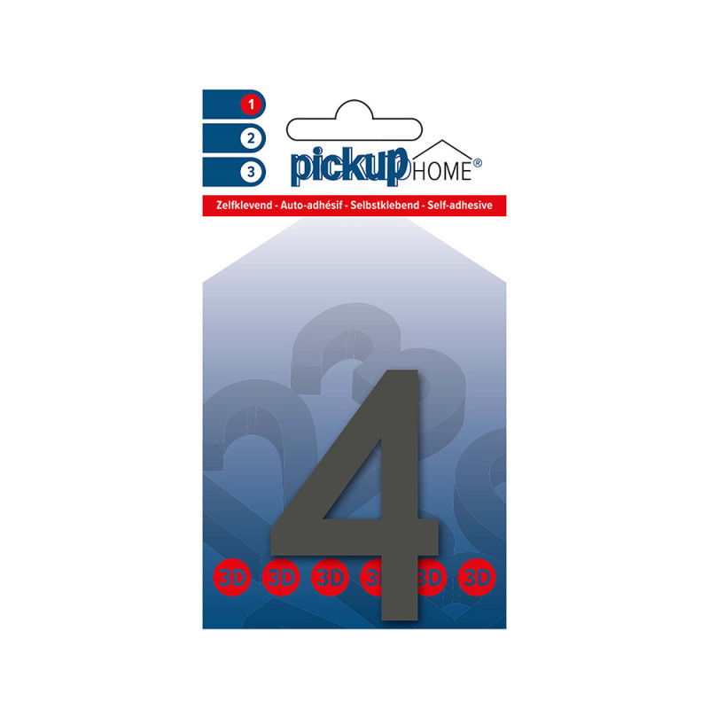 Chiffre 4 adhésif Rio gris 6 cm PICKUP