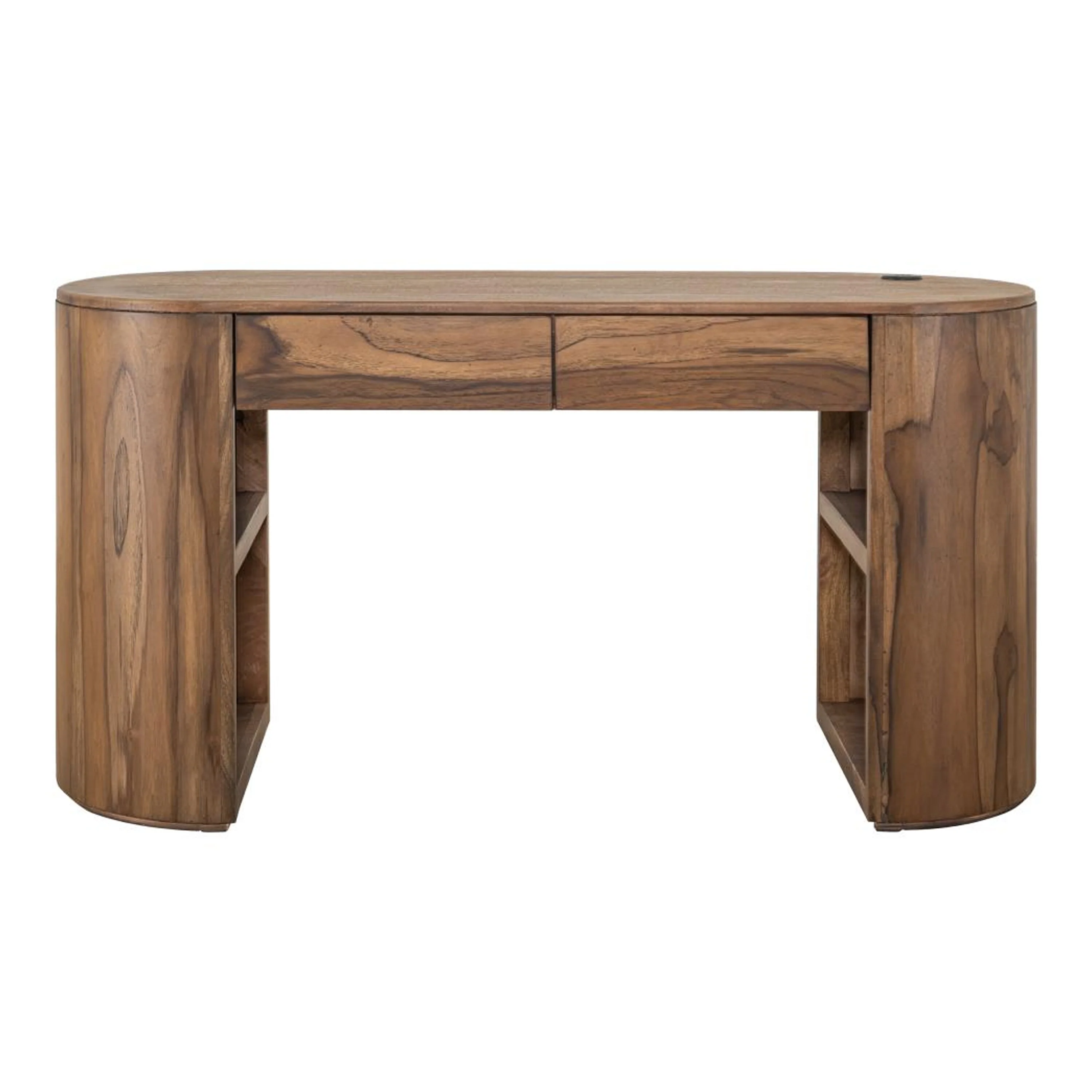 Eray Office Desk, 2 Drawers, Almond Barrel Brown Mango Wood, 60 Inch