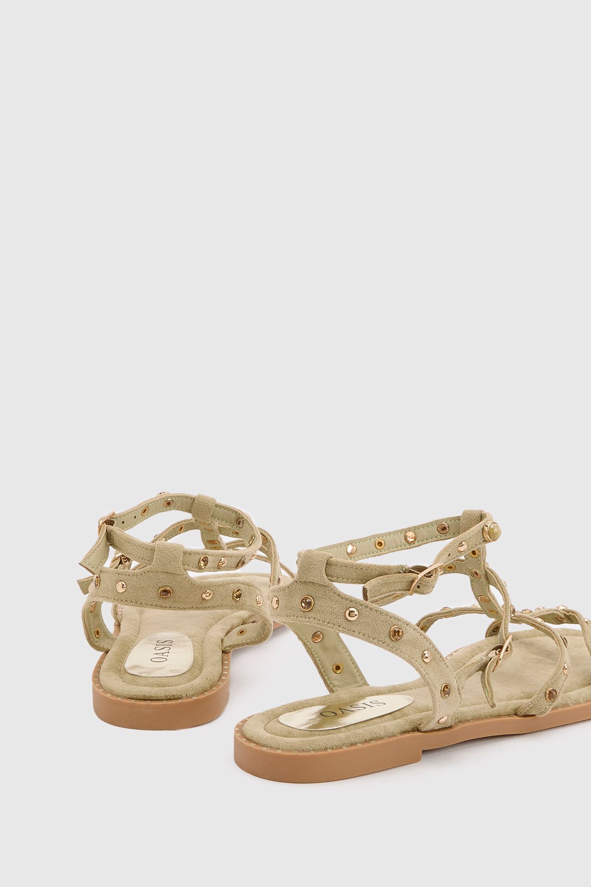 Oasis Luca Faux Suede Studded Gladiator Flat Sandals