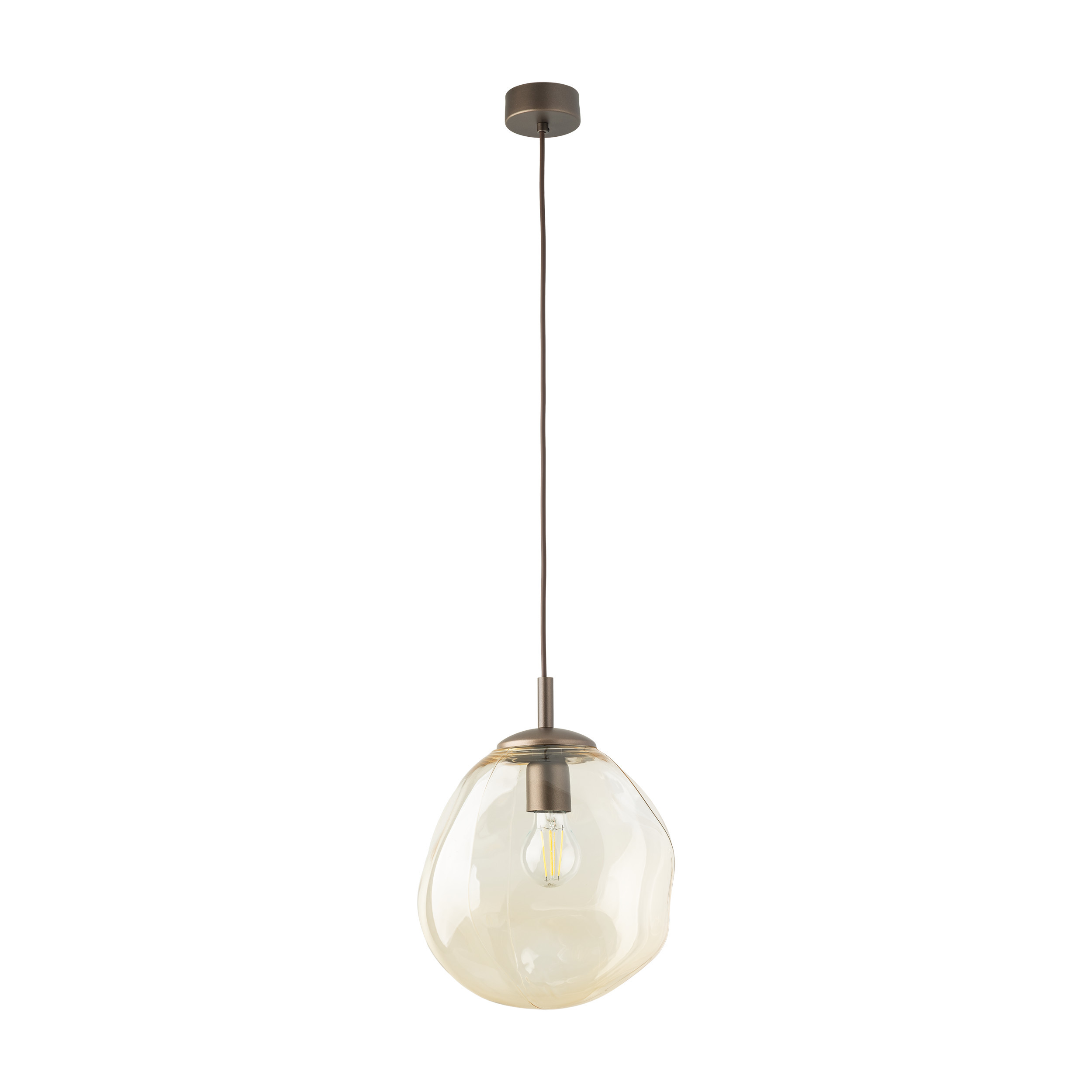 Brązowa Lampa Wisząca Tk Lighting Lava M Koniakowy Nieregularny Klosz 1Xe27