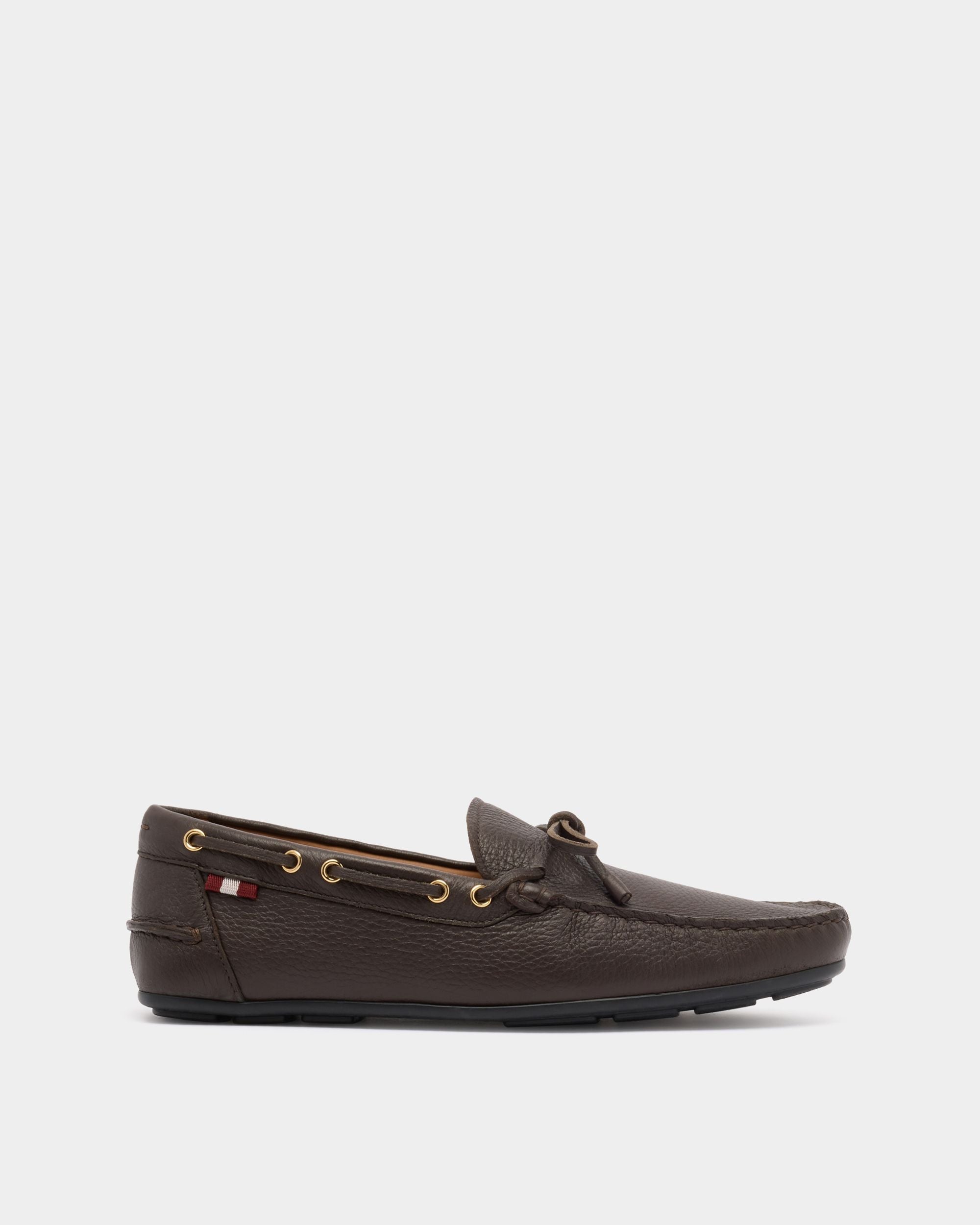 Clay Driver-Schuh Aus Genarbtem Leder In Ebenholz