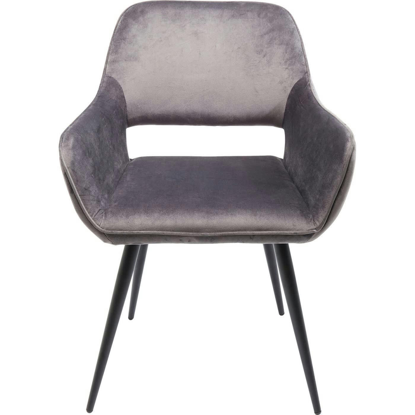 SAN FRANCISCO - Chaise avec accoudoirs en velours gris et acier