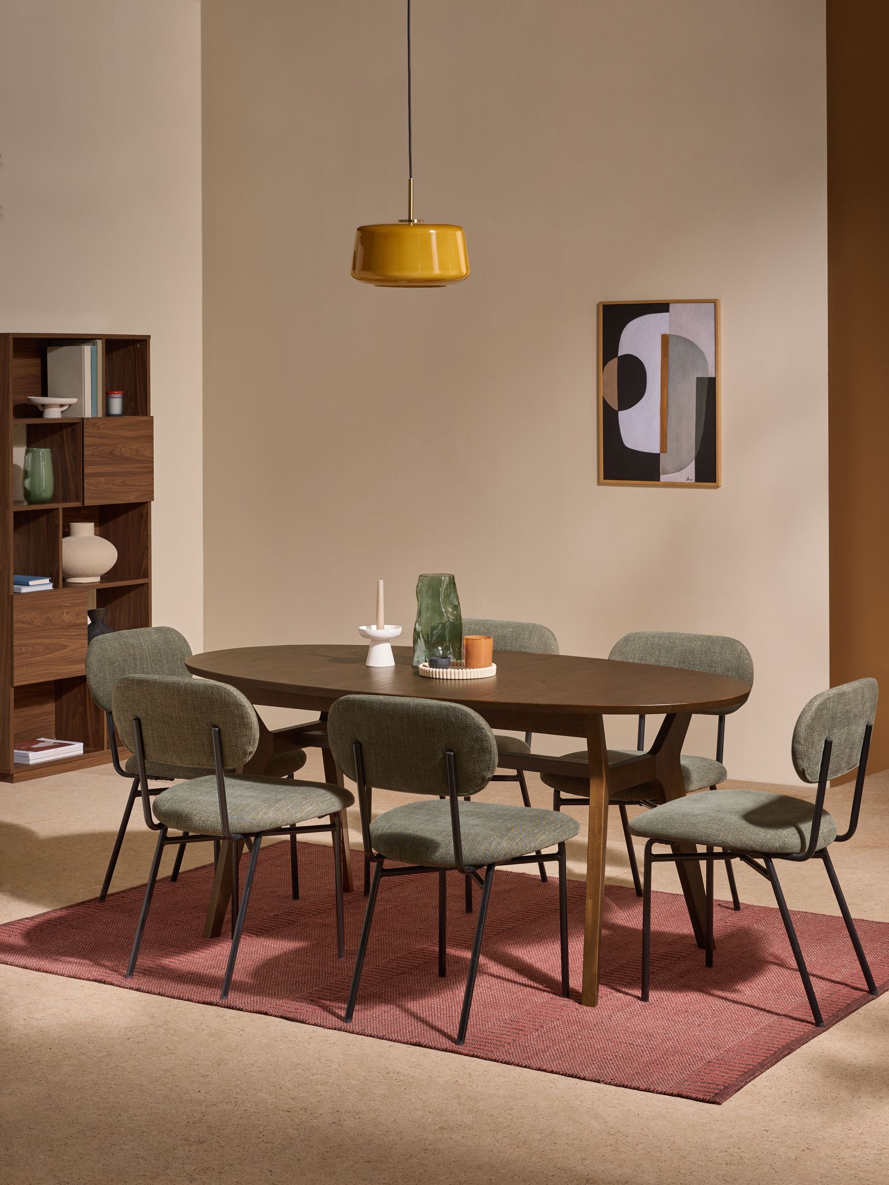 Jenson Extendable 6 to 8 Seater Round Dining Table in Dark Stain Oak