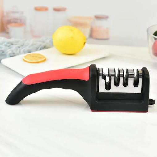 NNEOBA 4-Segment Handheld Knife Sharpener Red Aluminum Alloy