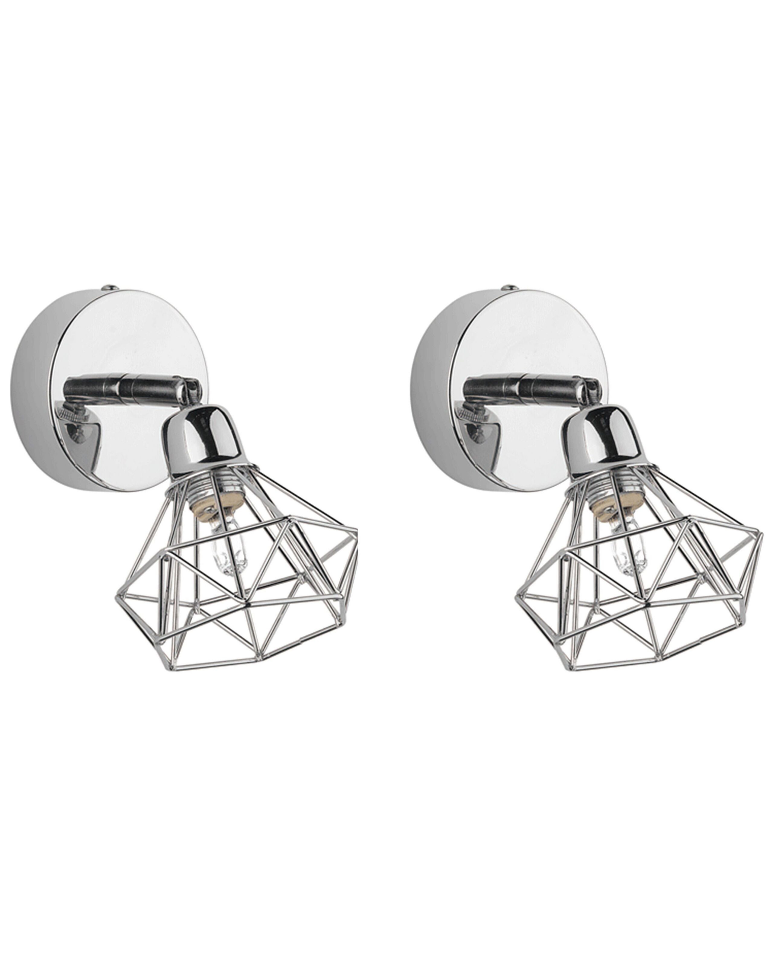 Lampa ścienna 1 kinkiet metalowa srebrna