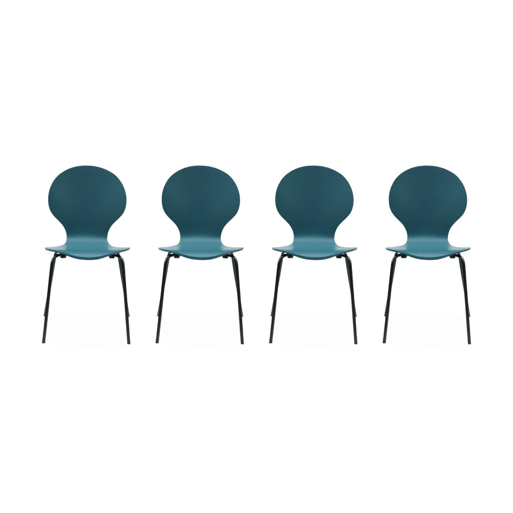 NAOMI - Lot de 4 chaises rétro empilables bleues